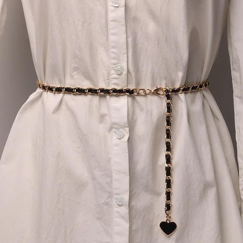 Ladies' Thin Waistband Dress Skirt Chain Belt Luxury Dinner Party Metal Woman Chain Gold Silver Waist Chain Jeans Design New