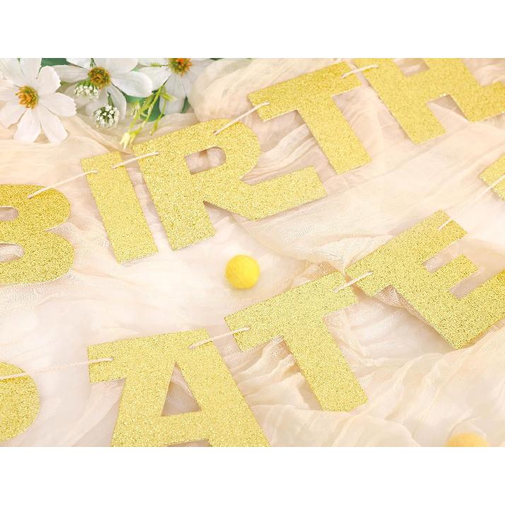 Your Birthday It Is Celebrate We Must Banner - Gold Glitter Birthday Party Decorations, Baby Banner, Baby Cake Smash Photo Props, Hanging Party
