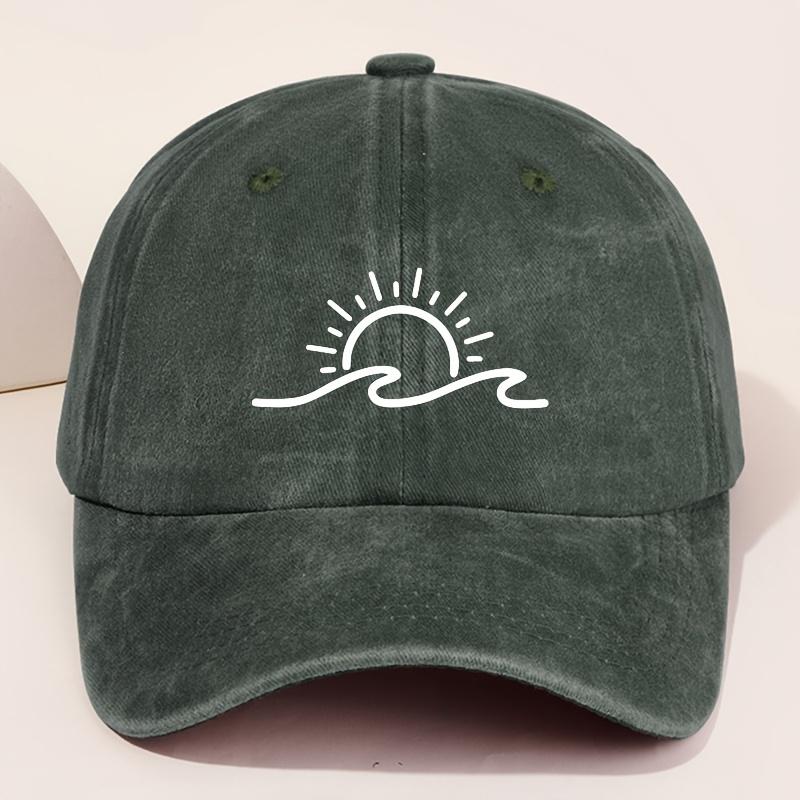 

Sunrise White Printed Baseball Cap for Men and Women Fashionable Retro Outdoor Hat Versatile Peaked Cap зелёный