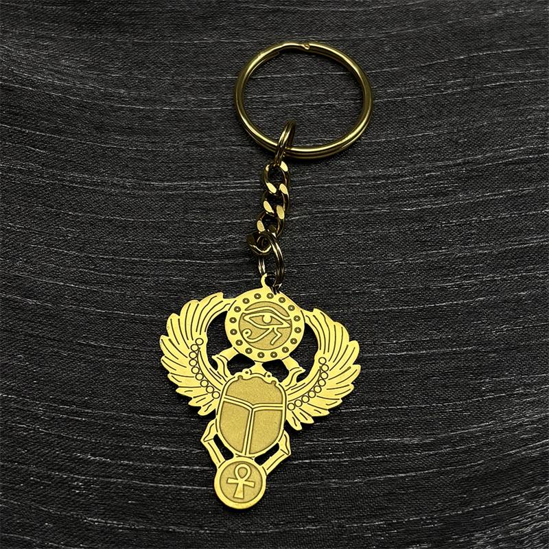 Ägyptischer Skarabäus Auge des Ra Horus Halskette Edelstahl Gold Ankh Schlüssel des Lebens Schmuck Halsband Elegantes Geschenk N2336S01