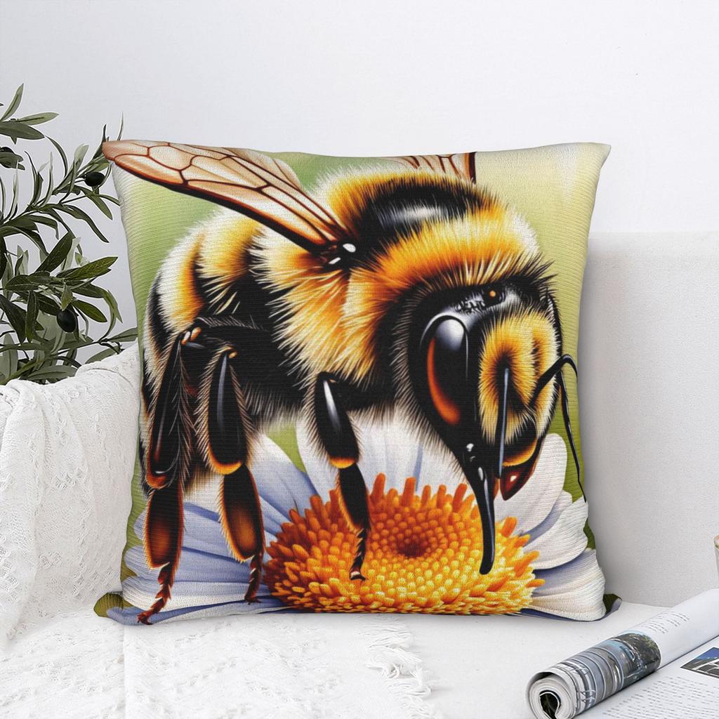 Bee And Flowers Pillow Cover Comfy Cushion Cover Funny Pillow Case For Living Room Chair
