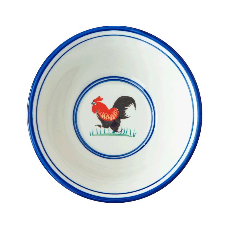 Ru Han Traditional Rooster Pattern Ceramic Noodle Bowl
