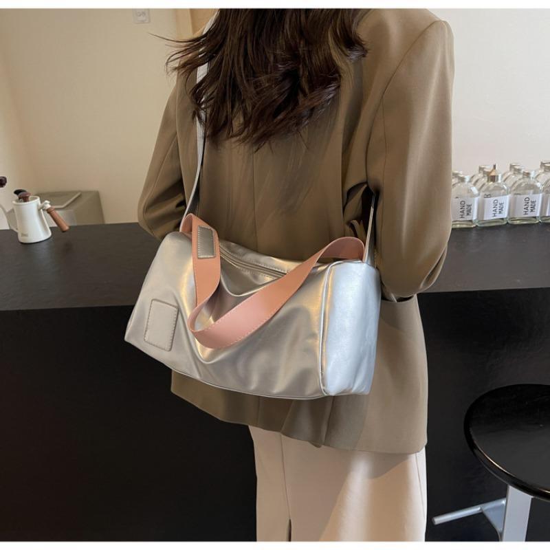 Contrast Color Casual Small Round Pillow Shoulder Bag For Men Women Couple