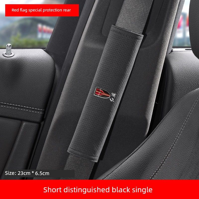 

Red Flag HS5 Car Safety Belt Shoulder Pad Cover Restoration H5h6h9 Safety Belt Cover Hs7hq9/Ehm5 Interior Design Decoration [Short 23Cm-Suede] Noble Black Single