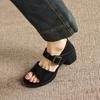 Krazing Pot Microfiber Fashion Thick Med Heels Peep Toe Shoes Metal Buckle Summer Size 43 Size 42 Platform Women Sandals