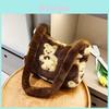 Korean Fashion Medium Plush Crossbody Bag Adorable Bear Design