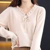 Sweater for Women Autumn Winter Thickened  Warm Knitted Stretchy Long Sleeve Oversize V-neck Tops