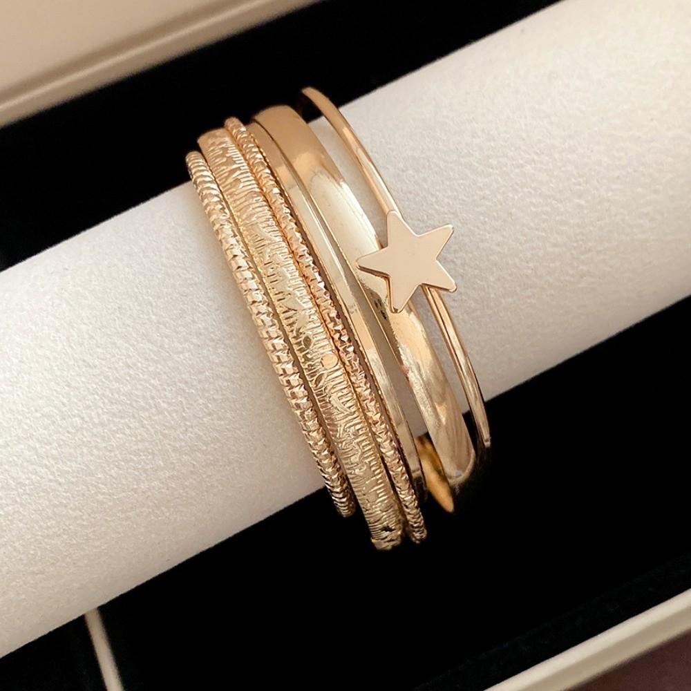 6Pcs/7Pcs Europe American Style Wide Open Bangle Set Gold Silver Exaggerated Bracelet Decoration