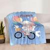 Cute Bunny With Pink Bow Home Customize Your Name Blankets Soft Cozy Lightweight Allseason Multipurpose Blanket For Picnics Sofas Offices Beds Living