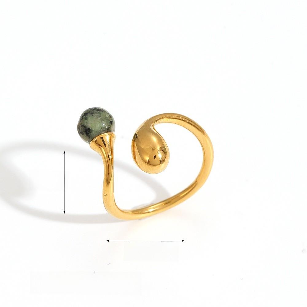 Anello da dito aperto geometrico di lusso leggero con pietra occhio di tigre e acciaio inossidabile per gioielli di moda da donna