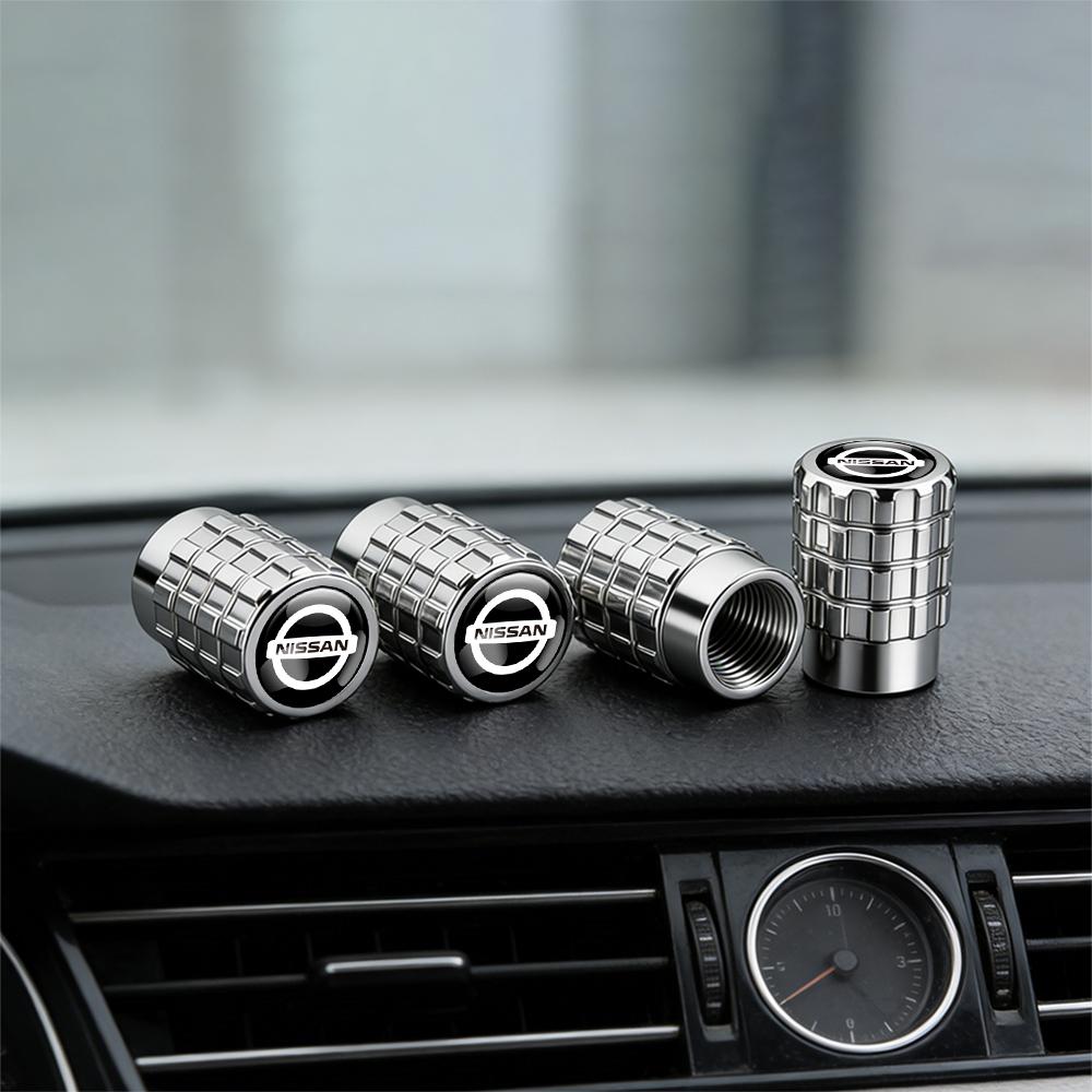 4pcs/set Metal alloy Car Tire Valve Stems Caps Gear shaped Valve For Nissan Qashqai j11 Tiida Leaf Versa Teana Auto Accessories