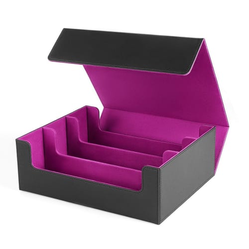 Qialexicon Card Deck Box, Sports Card Case, Display, PU Leather, Holds 1800 Standard Trading Cards, Purple