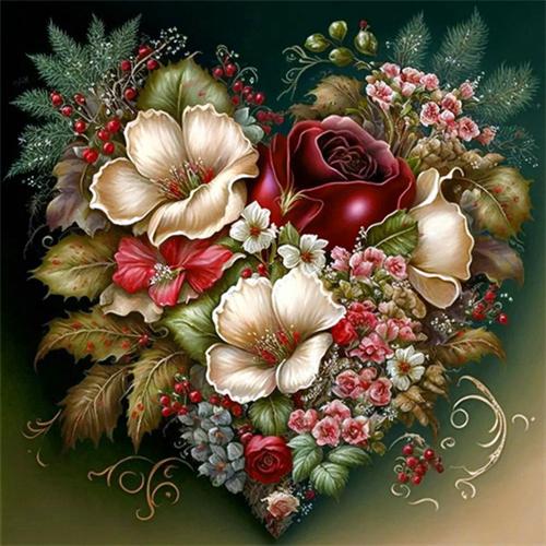 Diy Diamond Painting Heart Flower Home Decor Full Square Round Embroidery Mosaic Fantasy Landscape Wall Art