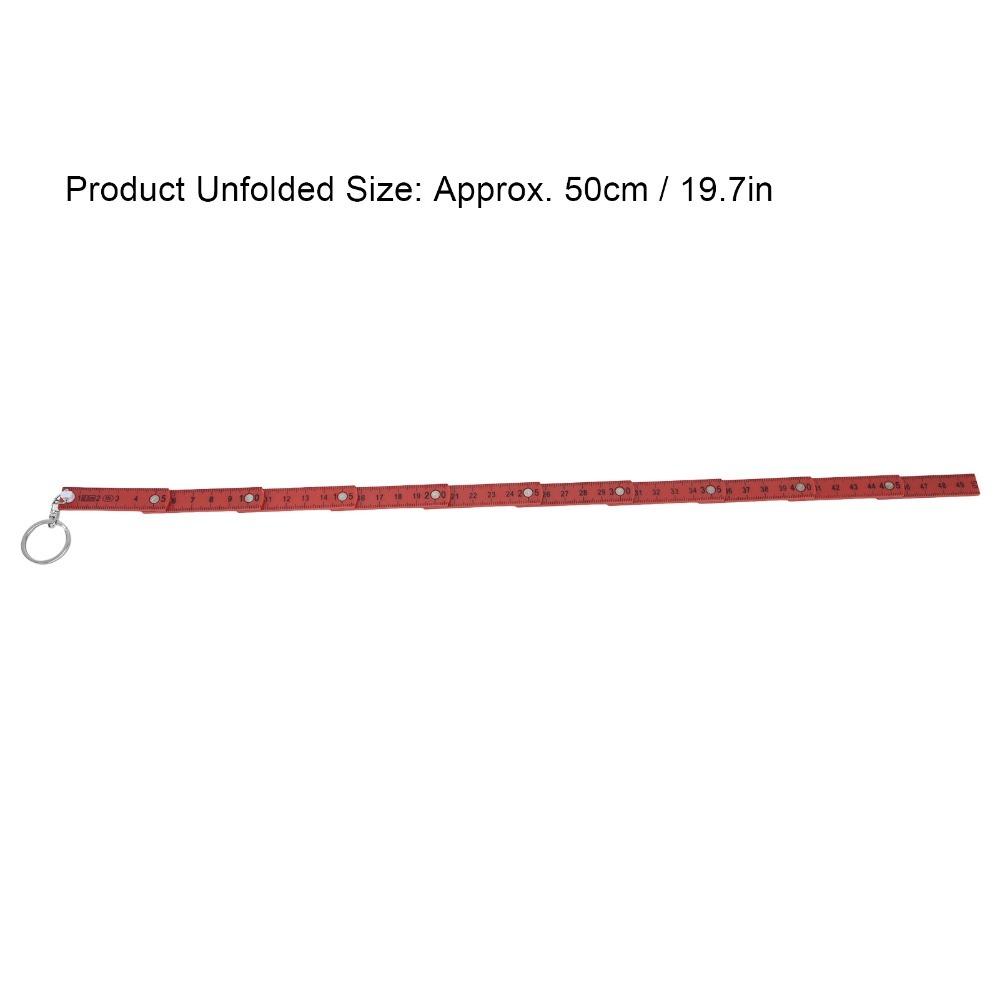 

4PCS ABS Foldable Ruler Double Sided Key Ring Ruler Inch Metric Measuring Tool Carpentry Work червоний