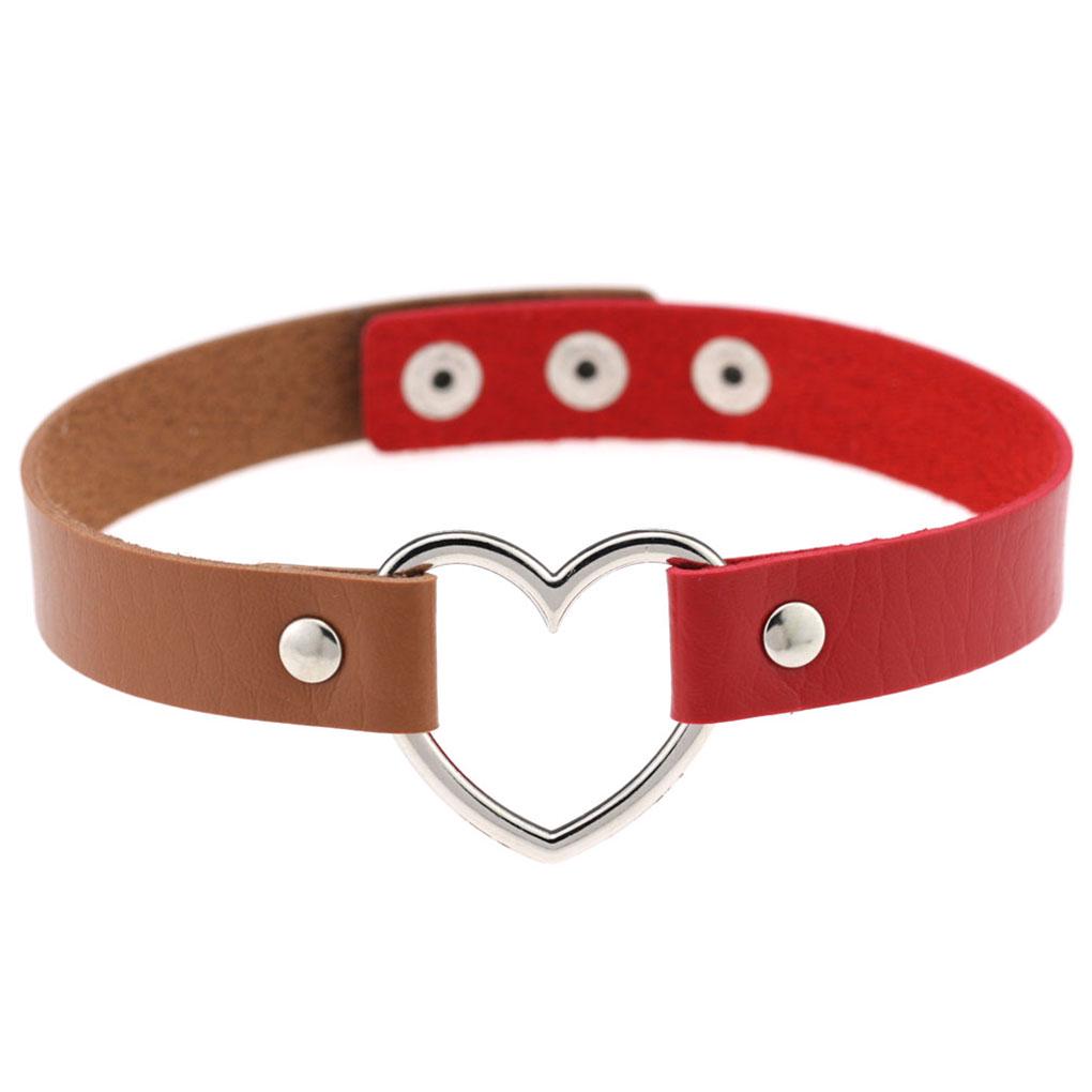 Buntes Halsband Japanischer Stil Halloween Damen Accessoire Leder Choker Kette Halsband Verstellbar Funkelnder Herz Choker
