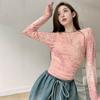 Pure Desire Style Mesh Design Printed Sunscreen Long-Sleeve T-Shirt Women's Summer Slim-Fit Base Layer Figure-Flattering Spicy Girl Top