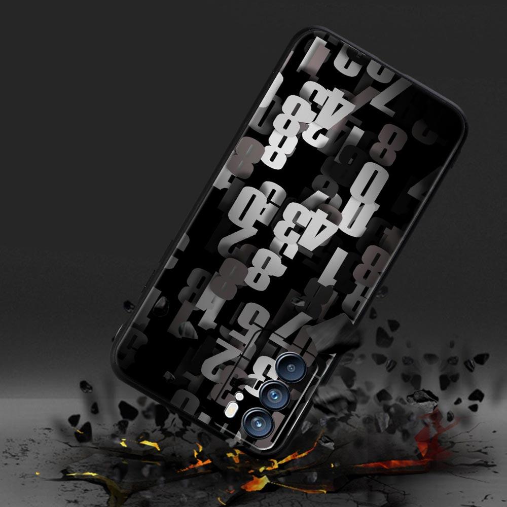 Number Pattern Phone Case For Oppo A17 A31 A54 A57 A78 A79 A98 Find X5 X6 Reno 6 7 8 10 11 12 13 F Pro 5G Soft TPU Cover Fundas