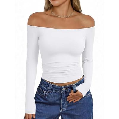 2025 Trendy One-Shoulder Long Sleeve Slim Fit Women's T-Shirt