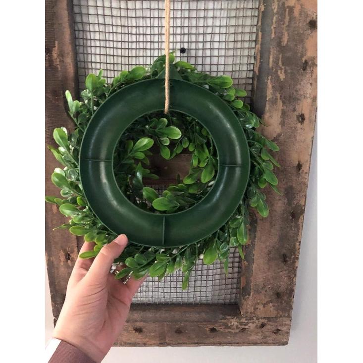 LSKYTOP 2 Pcs Boxwood Wreath with Artificial Wreath Green Leaves Door Wall Window Decoration,11Inch/PC