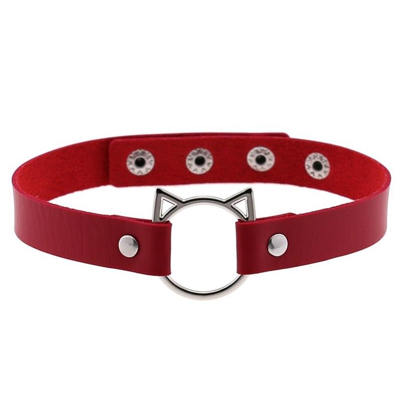 1 ks Dámský černý sexy obojek z umělé kůže s kočičími hroty, choker s přezkou, gotický alternativní tenký gotický náhrdelník s cvočky, punk