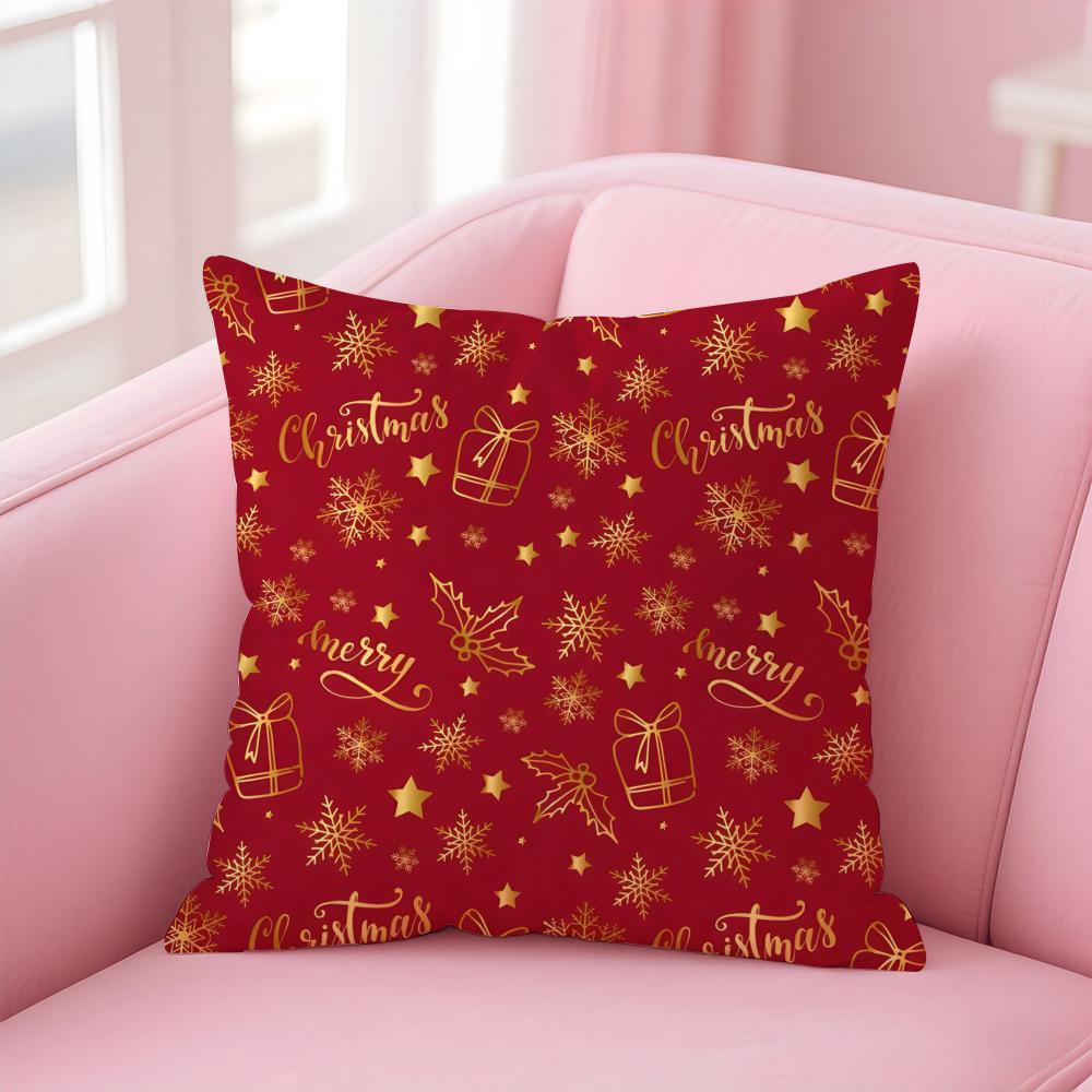 Celebrate Art Christmas Day Print Cushion Cover Pillow Case Soft Skin Friendly Fabric  Concealed Zipper