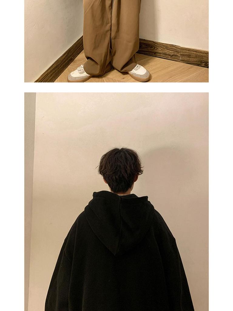 Trendiger Oversize-Hoodie für Herren: 300 g schwere chinesische Baumwolle, einfarbig, Westküsten-Stil, Unisex.