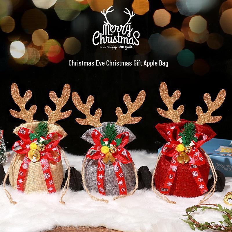 Christmas Eve Candy & Small Gift Apple Bag with Festive Design