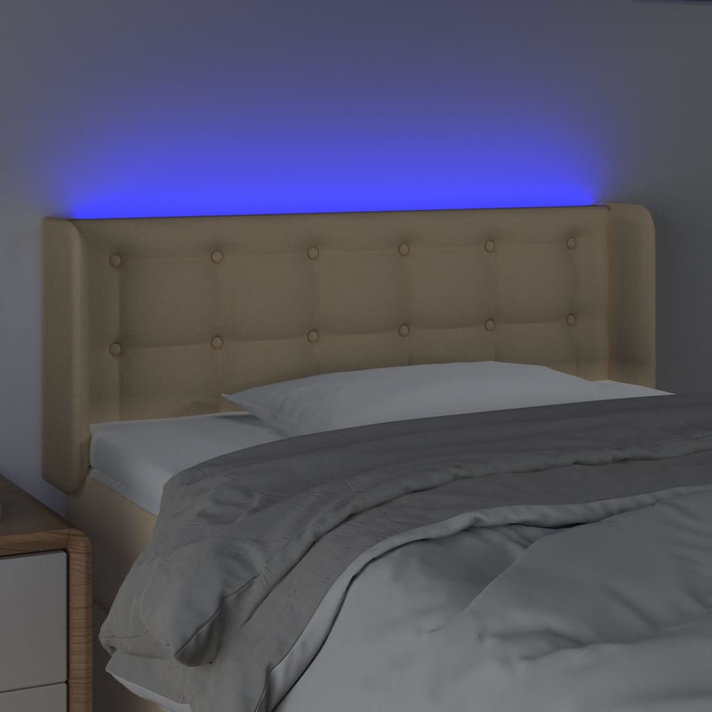 Vidaxl Zagłówek Do Łóżka Z Led, Kremowy, 83X16X78/88 Cm, Tkanina