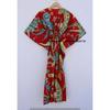 Damen Baumwolle Hippie Sommer Rot Nachtwäsche Pfauenmuster Lang Maxi Kaftan Kleid CKFTN-SCRN-FULL-BUYIT-116