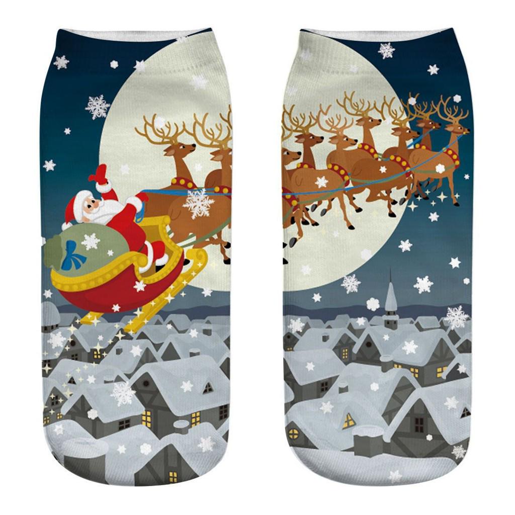 Casual Work Business Sokker 3D Christmas Santa Elk Printing Medium Sports Socks
