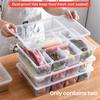 ABWR-2 Pack Divided Vegetable Trays With Lids, Compartment Refrigerator Snack Boxes, Transparent Refrigerator Storage Boxes
