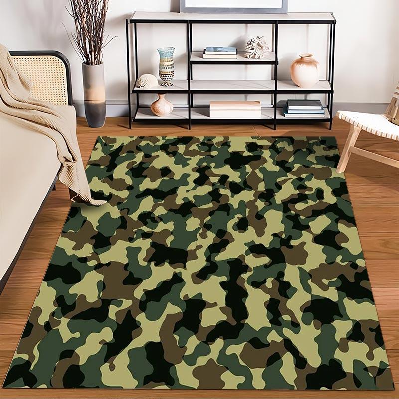 Camouflage-Muster Teppich mit Armeestil Grün1Braun1und Beige Design Geeignet für die Verwendung als Anti-Rutsch-Matte für1Zimmer und Schlafzimmer Sofas