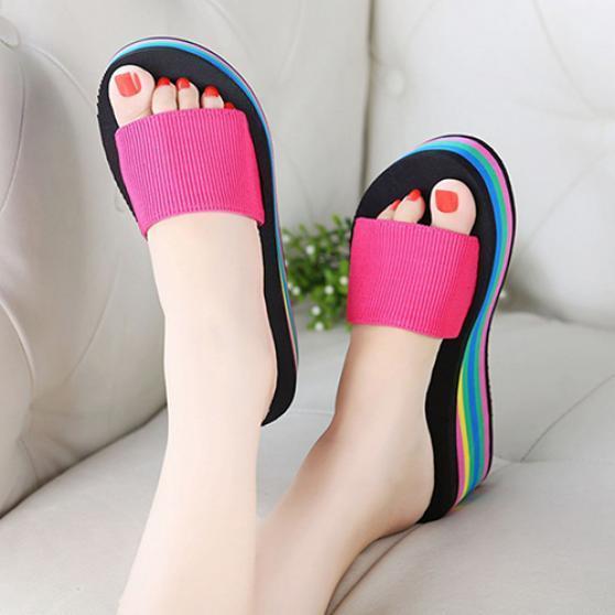 rainbow colored flip flops