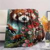 1PC Cute little panda  Print FlAannel Blanket, High quality Comfortable for All Seasons, Home Decor, Warmth and Comfort