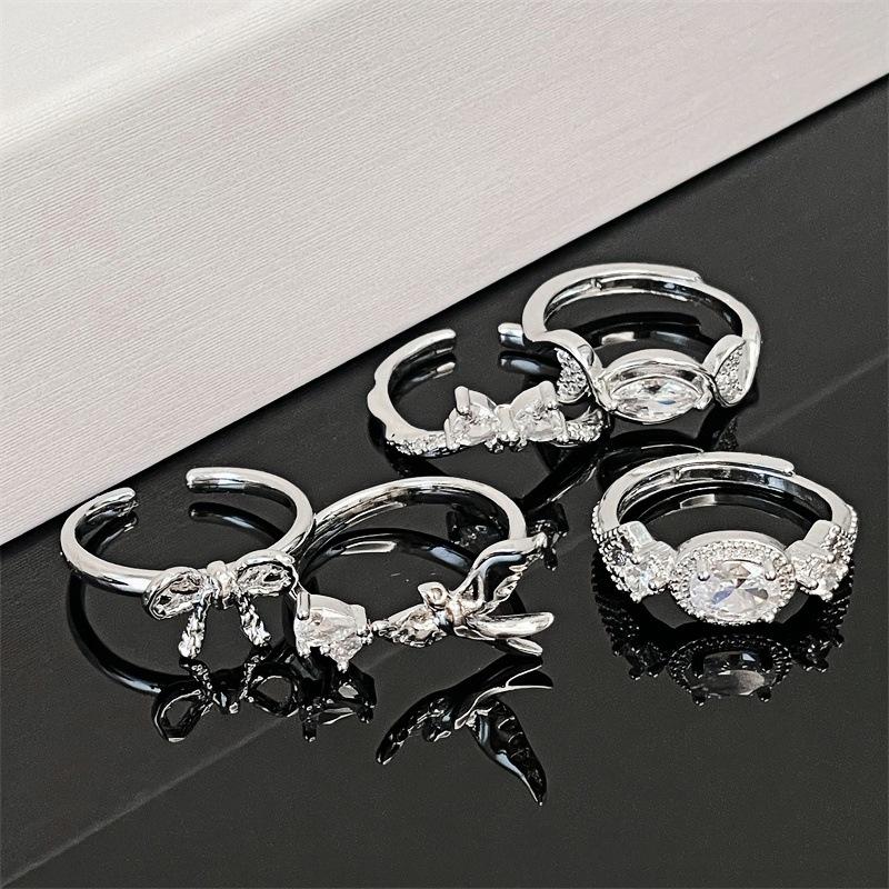 Light Luxury French High-End Open Ring Full Diamond Series Inlaid Micro-Inlaid Niche Design Simple Ring Women
