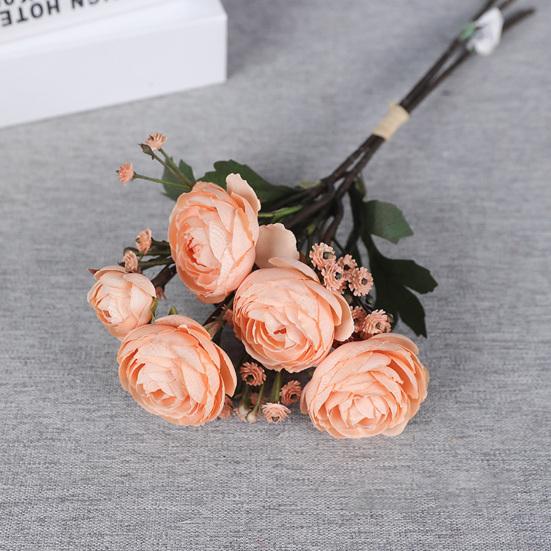 1 Bunch Artificial Camellia Flower Bouquet Realistic Fake Silk Flower