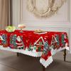 Christmas Tablecloth, Santa Snowman Christmas Tree Print, Waterproof And Oil-Proof, Round Table Square Table Cover Cloth