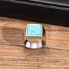 European & American Retro Men's Punk Turquoise Titanium Steel Chain Ring RC-573