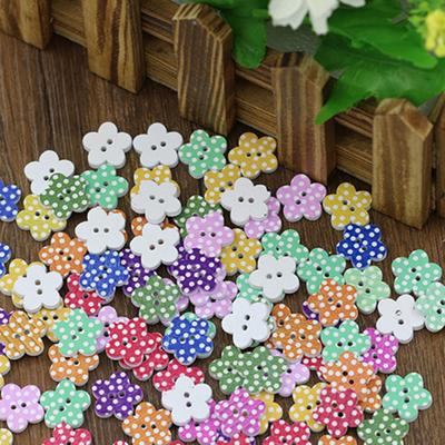 100 peças lindos botões de madeira faça você mesmo costura scrapbooking pontos de flores misturados 15 x 2 mm