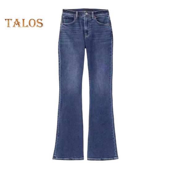 Damen Winterjeans mit mittlerer Taille, Knopfverschluss, Übergröße, schmale Passform, Taschen, gerades weites Bein, Streetwear-Hose, lange Hose für den Alltag