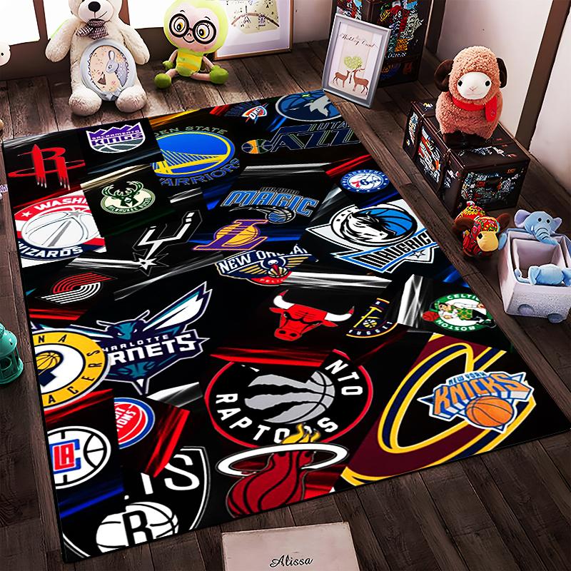 NBA Team Logos Collage Rug Design Non-slip rug suitable for living room and bedroom sofas sofas