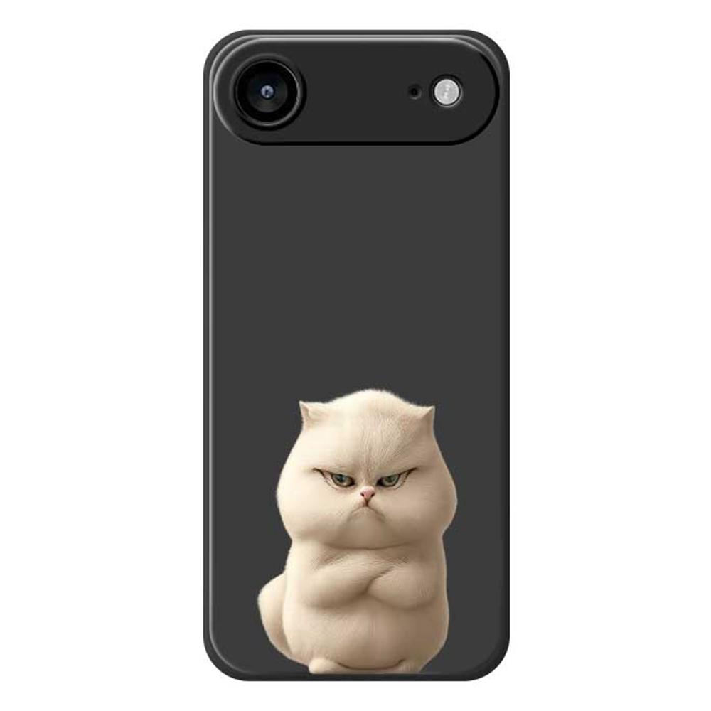 

For iPhone 17 Air Case Angry Cat Pattern Printing Straight Edge TPU Phone Back Cover Black