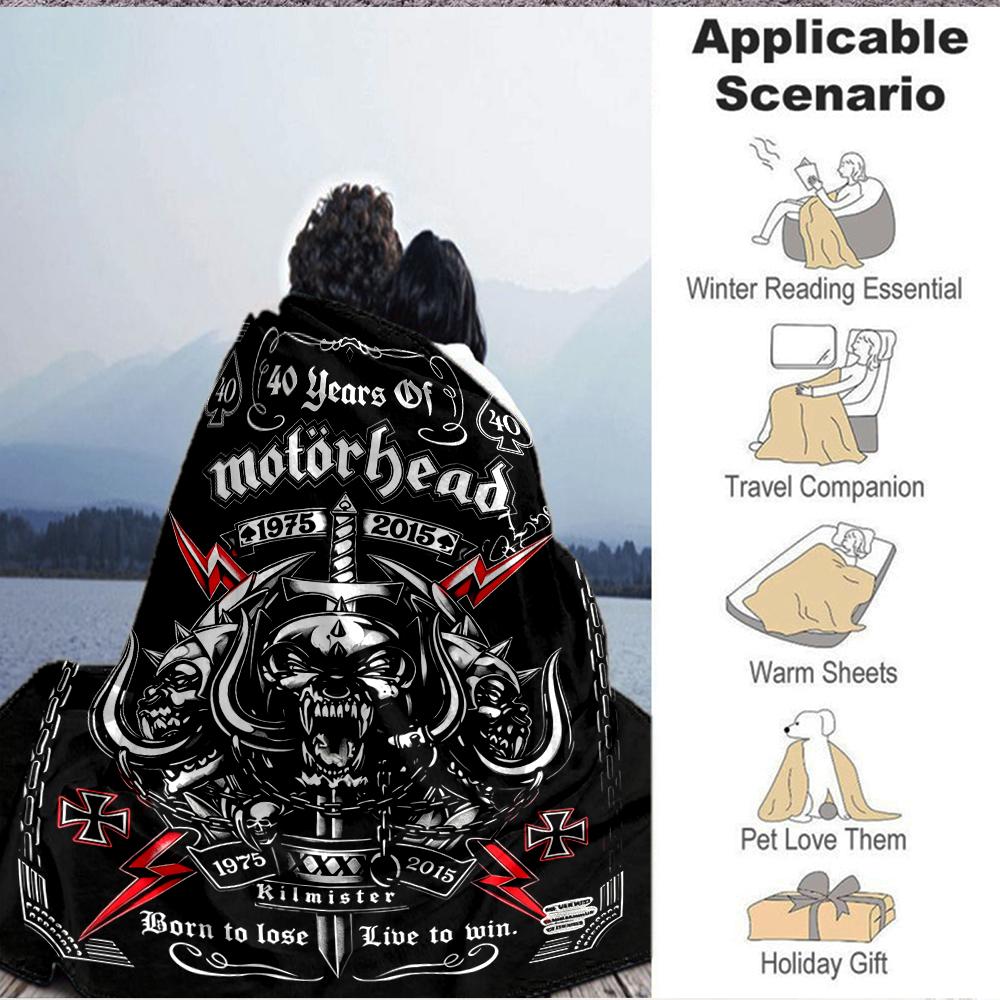 1Pc Motorhead 40Th Anniversary Blanket Soft And Comfortable Casual Warm Camping Travel Christmas Halloween Xmas Gift Em92826