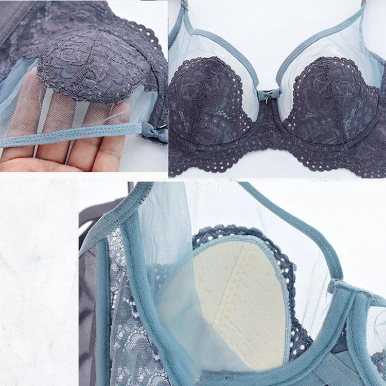 ლატექსის ბიუსტჰალტერი ქალთა თხელი ჭიქის საცვლები ქალები იკრიბებიან დამატებითი მკერდის შესაგროვებლად.