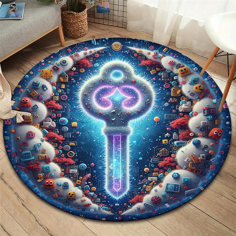 

Круглий килим Vortex Crossing Gate, Килимок для вітальні, спальні, біля дивана, дитячої кімнати, Нековзкий килимок для підлоги 80cmx80cm