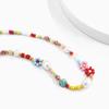 Cute Flowers Choker Imitation Pearls Colorful Beaded Necklace Sweet Short Clavicle Chain Necklace Fashion Jewelry