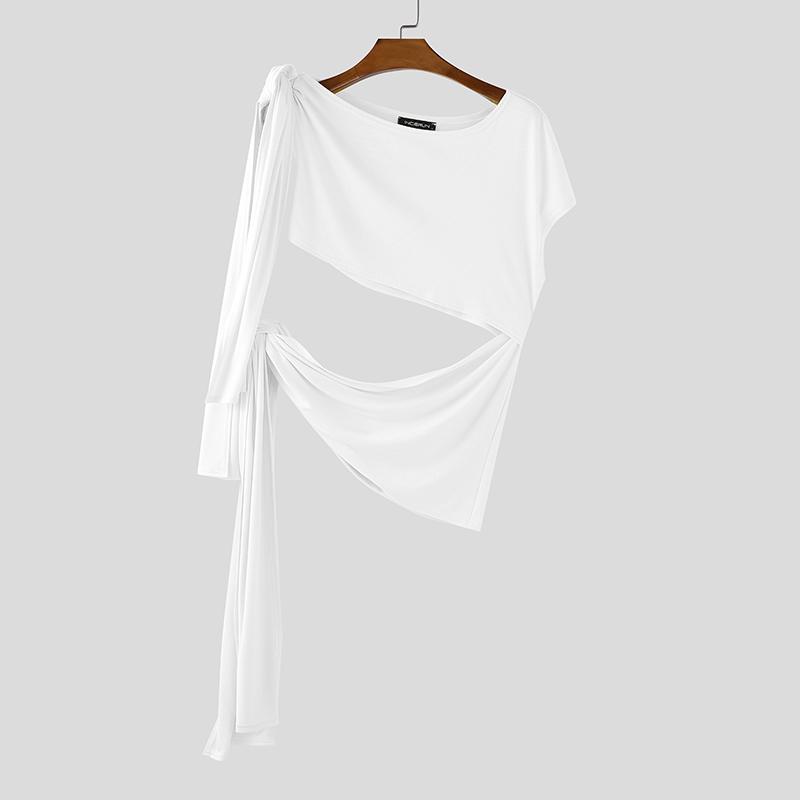 

INCERUN Мужские укороченные майки без рукавов с вырезами, лямками и перекручиванием S белый