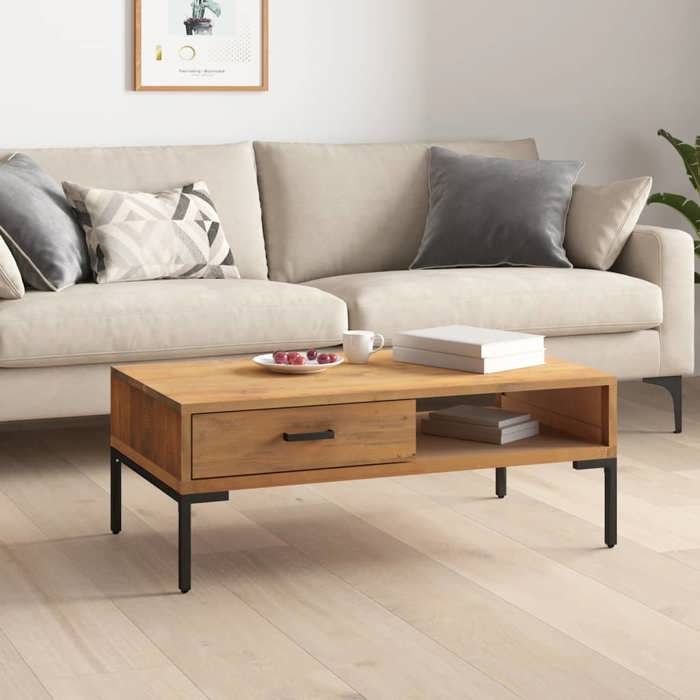 349929 vidaXL Table basse 90x50x35 cm Bois de pin massif recyclé