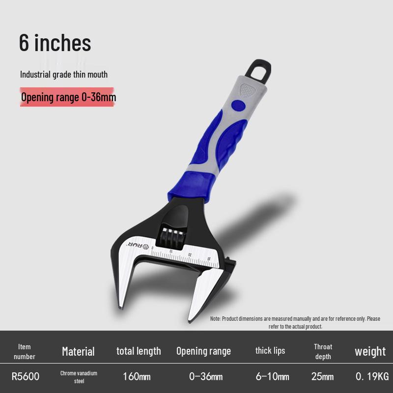 Short Handle Large Opening Adjustable Multifunctional Wrench for Bathroom