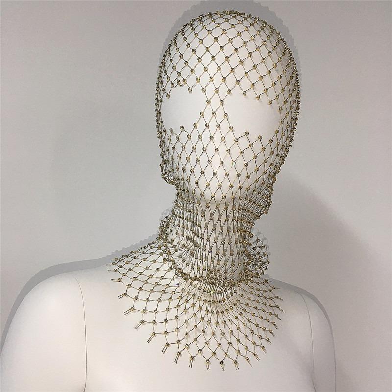 Meier Accessorize with a rhinestone elastic mesh headband - holiday carnival sparkling diamond face mask